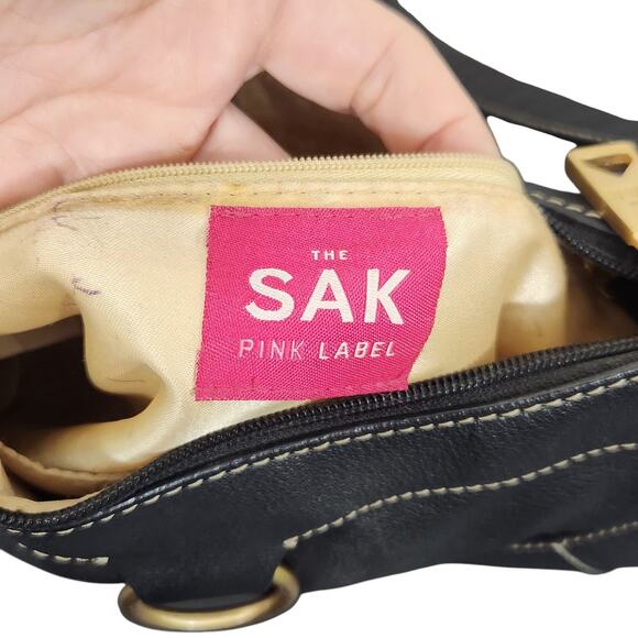 THE SAK BROWN LEATHER PURSE TASSELS SMALL SHOULDER BAG GOLD Y2k 90s 2000s HOBO - Picture 8 of 11